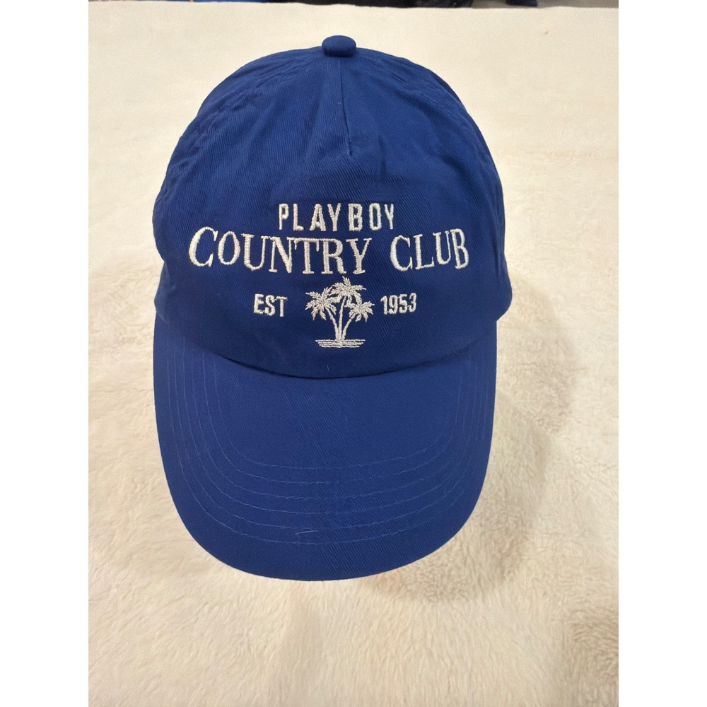 Playboy Country Club Hat Royal Blue Embroidered Est 1953 Palm Tree Strapback Cap